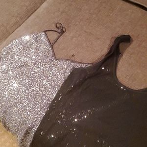 Tank top silver and black great for holidays  size large.